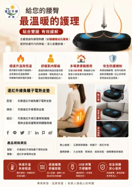 禾康遠紅外線石墨稀碳纖維電熱坐墊保護臀部與腰酸背痛